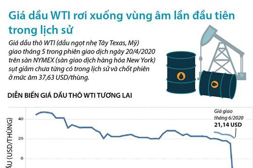 Giá dầu WTI rơi xuống vùng âm lần đầu tiên trong lịch sử