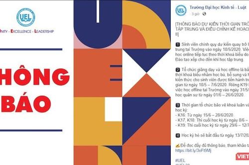 ĐH Kinh tế - Luật cho sinh viên học online tới 18/5 mới trở lại trường