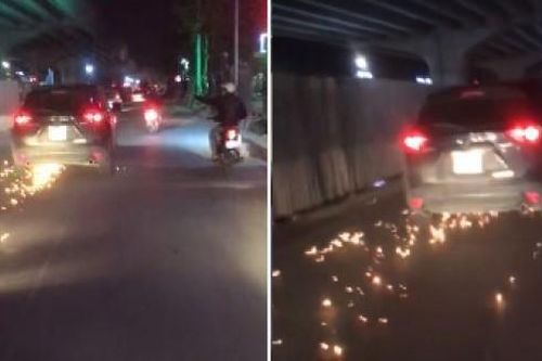 Ô tô gây tai nạn rồi điên cuồng bỏ chạy, kéo rê xe đạp điện tóe lửa trên đường