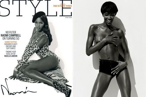 Siêu mẫu Naomi Campbell bán nude khoe đường cong 'huyền thoại'