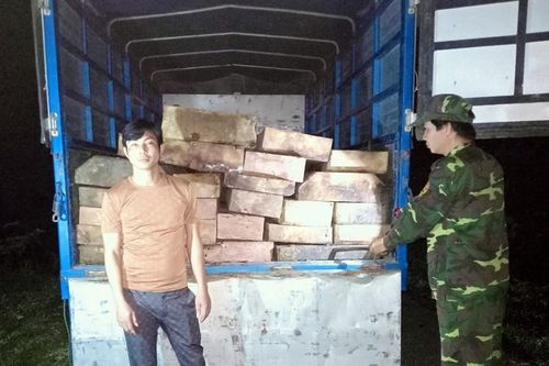 Phát hiện xe tải chở gỗ trái phép trong đêm ở gần cửa khẩu Hồng Vân