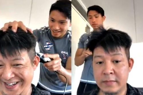 Đoàn Văn Hậu trổ tài cắt tóc điệu nghệ