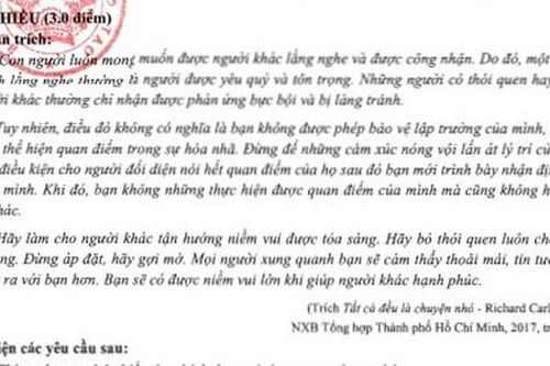 Đề thi tham khảo môn Ngữ văn tốt nghiệp THPT tương đối 'nhẹ nhàng'