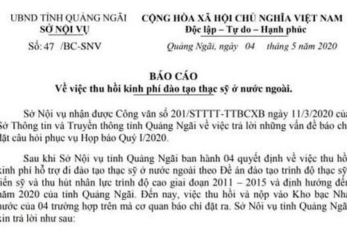 Du học bằng ngân sách không về, 4 con lãnh đạo dây dưa trả lại tiền