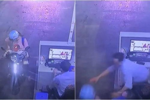 Thót tim khi bé trai vặn tay ga khiến cả hai mẹ con ngã nhào