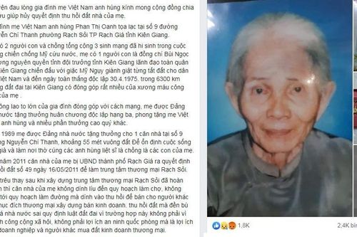 Vụ thu hồi đất của gia đình Mẹ VNAH: UBND TP. Rạch Giá nói gì