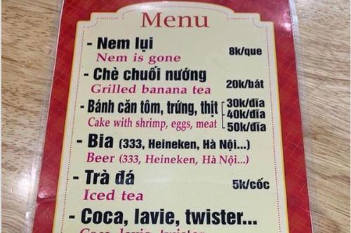 Dịch tên món Việt sang tiếng Anh thế này ai xem cũng 'khóc dở mếu dở'