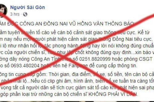Công an Đồng Nai bác thông tin mạo danh trên mạng xã hội