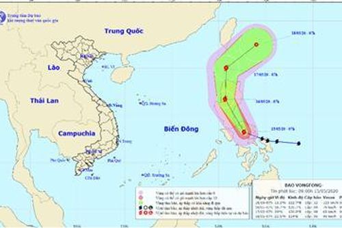 Bão Vongfong giật cấp 14, di chuyển theo hướng Tây Tây Bắc