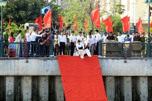 Đông người đến ngắm 65 đôi thiên nga được thả trên sông Tam Bạc