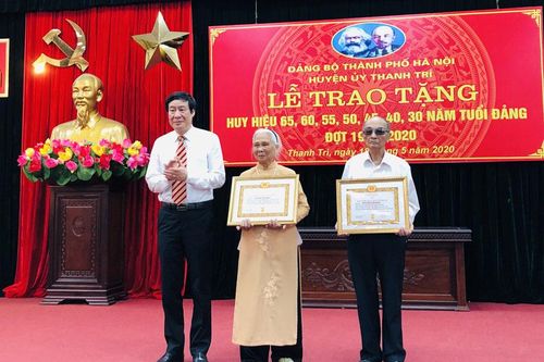 Huyện Thanh Trì: 134 đảng viên được trao Huy hiệu Đảng đợt 19-5