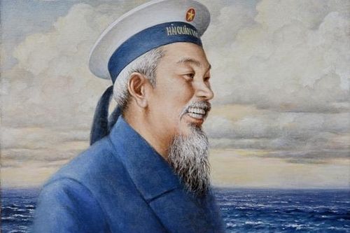 Họa sĩ Nguyễn Thu Thủy tặng tranh Bác Hồ tại Bộ Tư lệnh Hải quân