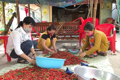 Kiếm thêm thu nhập từ nghề lặt cuốn ớt