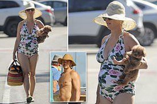 Katy Perry bụng bầu 'lùm lùm', mặc áo tắm đi nghỉ với hôn phu Orlando Bloom