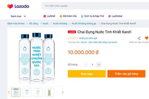 Thương hiệu máy lọc nước Karofi rao bán chai nước rỗng có giá đến 10 triệu đồng