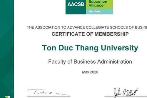 Một khoa của Trường ĐH Tôn Đức Thắng được công nhận thành viên AACSB