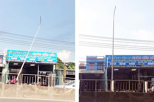Đã khắc phục trụ đèn nghiêng