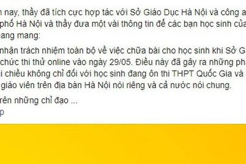 Thầy giáo 'hot' Facebook cho học sinh chép đáp án thi khảo sát đã làm việc với công an và viết... tâm thư