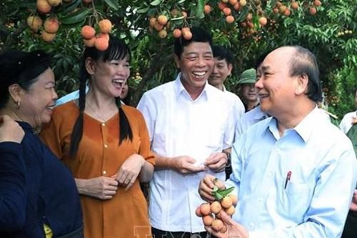 Thủ tướng chia sẻ niềm vui với nông dân trồng vải thiều ở Bắc Giang