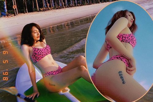 Bảo Anh khoe vòng ba căng mẩy với bikini họa tiết da báo