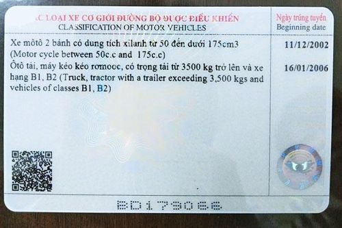 Giấy phép lái xe in từ tháng 6-2020 không có mã quét QR là không hợp lệ