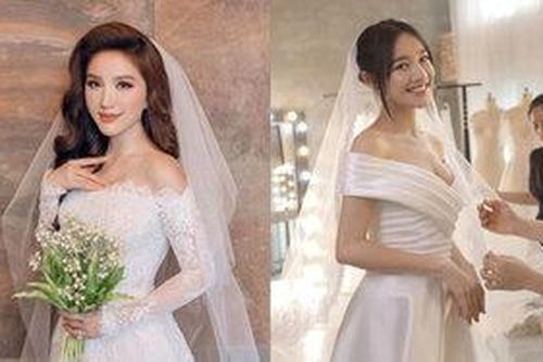 Bảo Thy, Nhã Phương khiến fan thổn thức với váy cưới khoe xương quai xanh cực phẩm