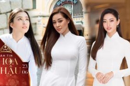 Bộ ba đương kim hoa hậu Khánh Vân - Tiểu Vy - Lương Thùy Linh diện áo dài trắng tinh khôi xinh chuẩn con gái Việt Nam