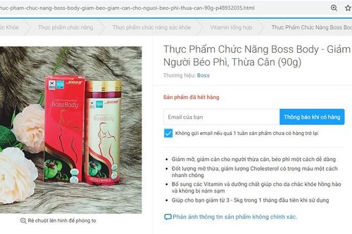 Cẩn trọng với thông tin quảng cáo Thực phẩm bảo vệ sức khỏe Boss Body