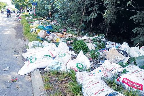 Đường gom Đại lộ Thăng Long ngập trong rác: Hệ lụy từ việc chia nhỏ gói thầu