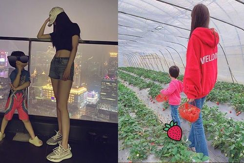 Angelababy tung ảnh khoe eo thon – chân dài, nhưng con trai 3 tuổi mới là tâm điểm