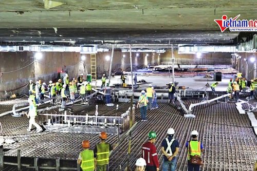 Hợp long ga ngầm đầu tiên tuyến đường sắt Nhổn - Ga Hà Nội