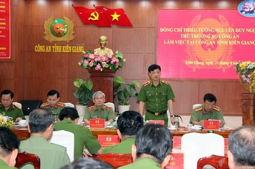 Thứ trưởng Nguyễn Duy Ngọc làm việc với Công an tỉnh Kiên Giang