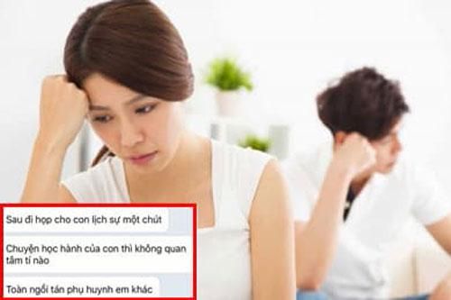 Nhờ chồng đi họp lớp cho con, vợ nhận được tin nhắn của cô giáo: 'Toàn ngồi tán phụ huynh em khác'