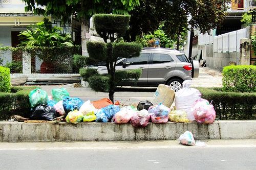 Vứt rác bừa bãi ra dải phân cách