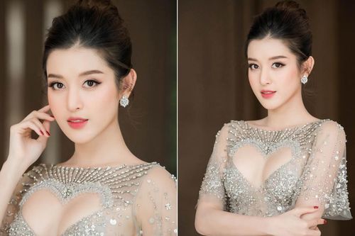 Á hậu Huyền My khoe vòng 1 nóng bỏng với váy xẻ ngực hình trái tim lạ mắt