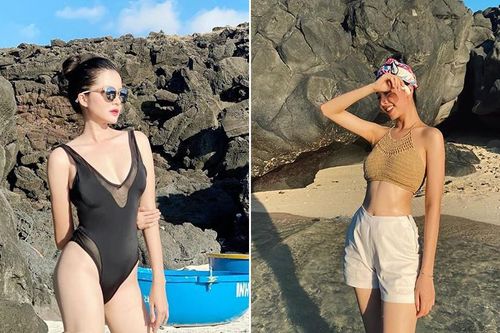 Á hậu Thúy An, Hoa khôi Thúy Vi khoe dáng nóng bỏng với áo tắm trên đảo Lý Sơn