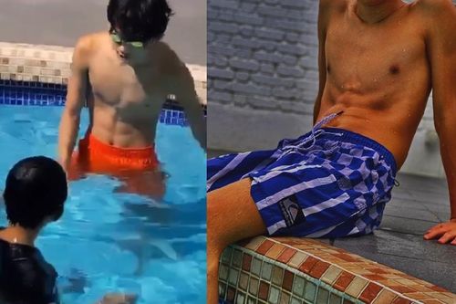 Con trai Trương Bá Chi sở hữu cơ bụng 6 múi ở tuổi 13