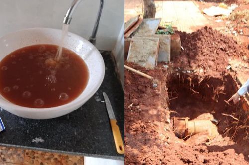 Người Bình Phước phát hoảng vì nước sinh hoạt chuyển màu đỏ