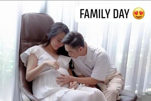 Thời trang sành điệu khoe bụng bầu vượt mặt của vợ Cường Đô la, Đông Nhi