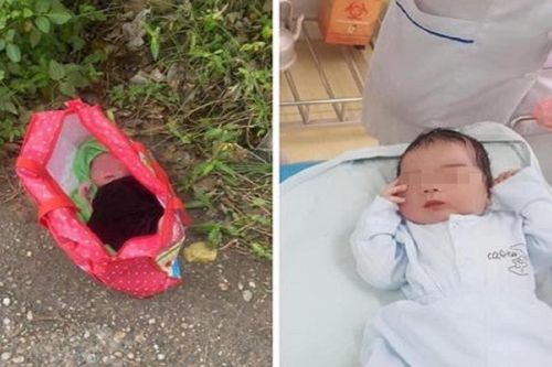 Bé trai kháu khỉnh bị bỏ rơi giữa trời nắng nóng ven đường ở Hà Nội