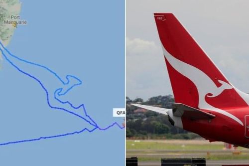 Boeing 747 của Qantas vẽ hình đặc biệt lên bầu trời trong lần bay cuối