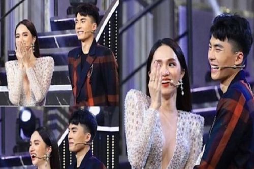 Hương Giang ngượng 'đỏ mặt' khi bị 'bạn trai tin đồn' bắt ôm hôn