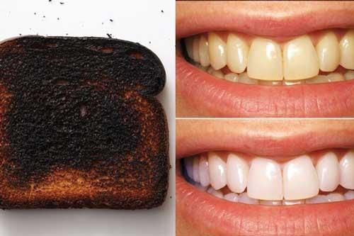 Nướng cháy bánh mì rồi chà lên răng 2 phút, răng trắng, cao răng bong ra từng mảng