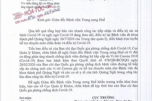 Quảng Ngãi có ca COVID-19: Bộ Y tế điều ngay đội phản ứng nhanh vào chi viện