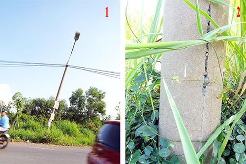 Cột đèn chiếu sáng bị nghiêng