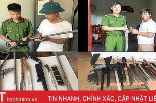 Công an TX Hồng Lĩnh vận động thu hồi 7 khẩu súng tự chế và nhiều loại vũ khí