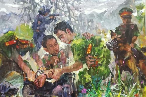 'Cơn mưa trắng' -hình ảnh cuộc chiến chống tội phạm ma túy, đoạt giải Nhất cuộc thi sáng tác hội họa về LLVT năm 2020