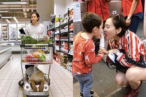 Thu Minh chụp ảnh đáng yêu bên con nhưng mùa dịch mẹ nên hạn chế hành động này