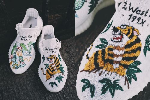 Cô gái Trung Quốc thêu hình lên giày Yeezy đẹp đến từng chi tiết