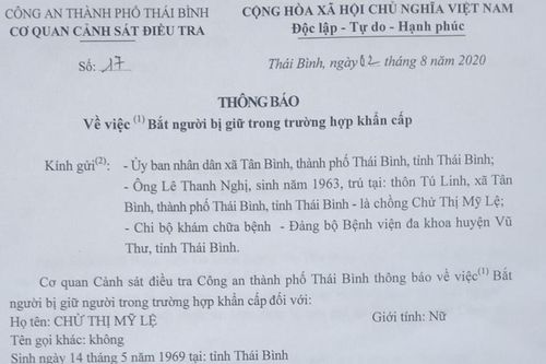 Đình chỉ sinh hoạt Đảng và công tác đối với bác sĩ có dấu hiệu phạm tội 'Giết người'